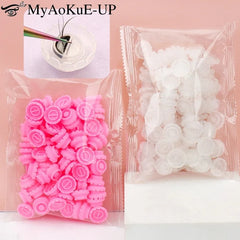 100pcs Disposable Individual Eyelash Glue Holder Grafting Eyelashes Blossom Cup Rings Eyelash Extension Adhesive Stand Holder