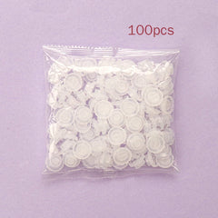100pcs Disposable Individual Eyelash Glue Holder Grafting Eyelashes Blossom Cup Rings Eyelash Extension Adhesive Stand Holder
